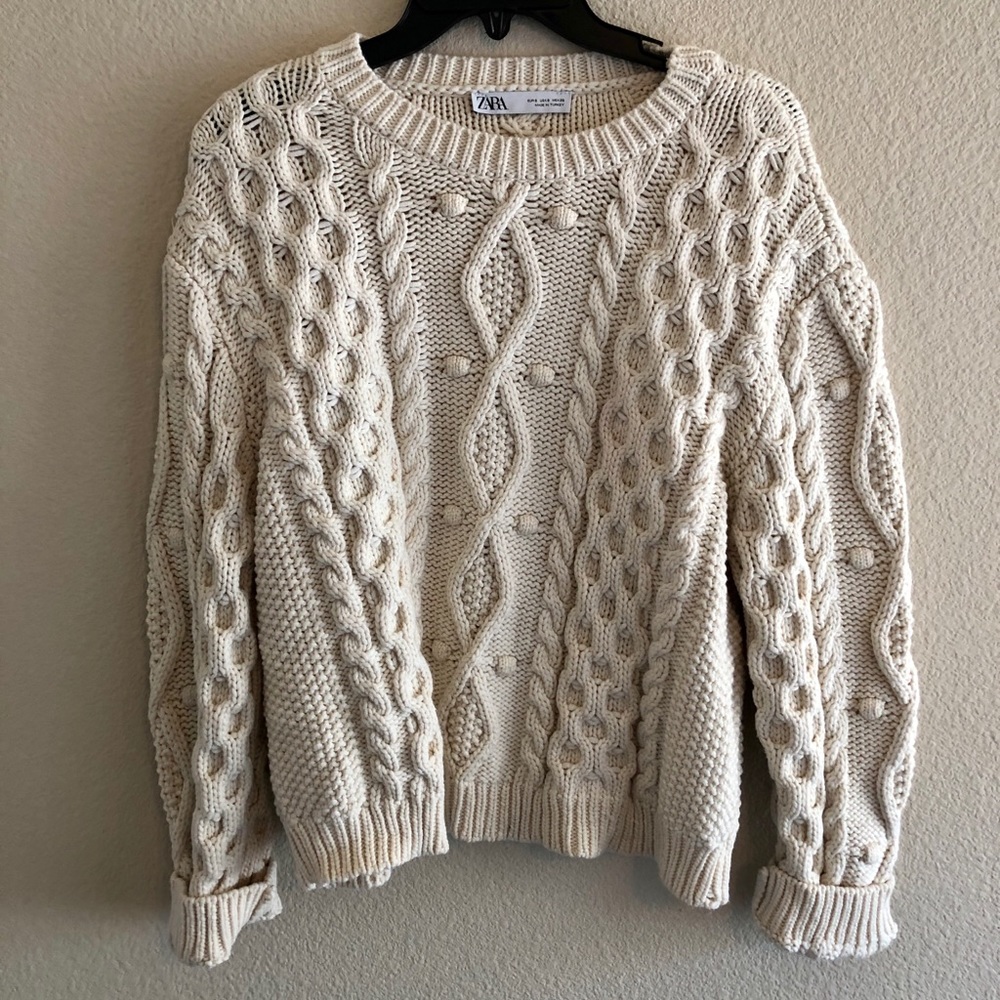 Zara textured cable knit sweater